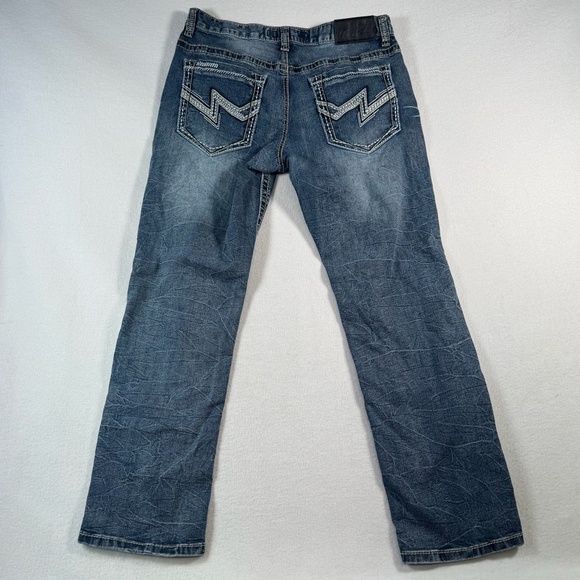 True Luck Jeans Mens 34 Blue Straight Mid Rise Medium Wash Stretch - Picture 2 of 11